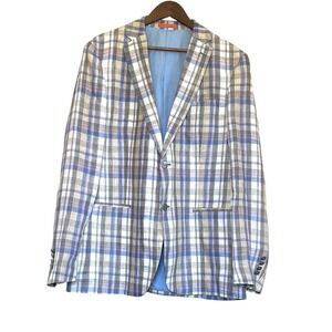 Tallia Mens Plaid Blazer Blue Purple Brown Horse Head Buttons Sport Coat